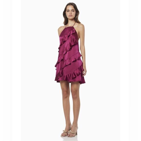 Elliatt Prestigious Silk Mini Dress in Berry S - Picture 14 of 14